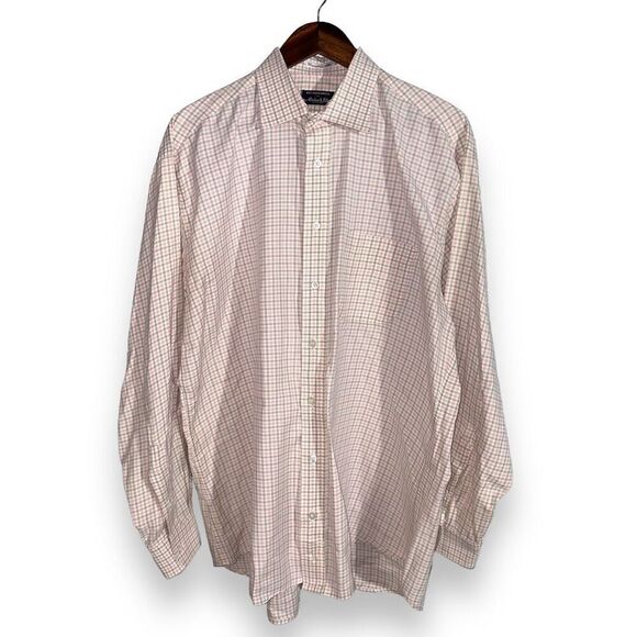Gitman Brothers Pink & Green Allini Fabric Dress Shirt 17 - Picture 1 of 9